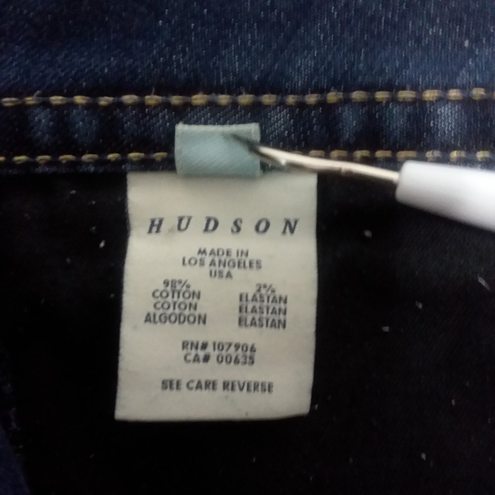 Hudson Jeans Low Rise Bootcut Triangle Flap Pocket Dark Blue Wash Size31 USA Y2K - Picture 9 of 15